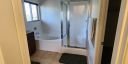 View from the bedroom into the bathroom